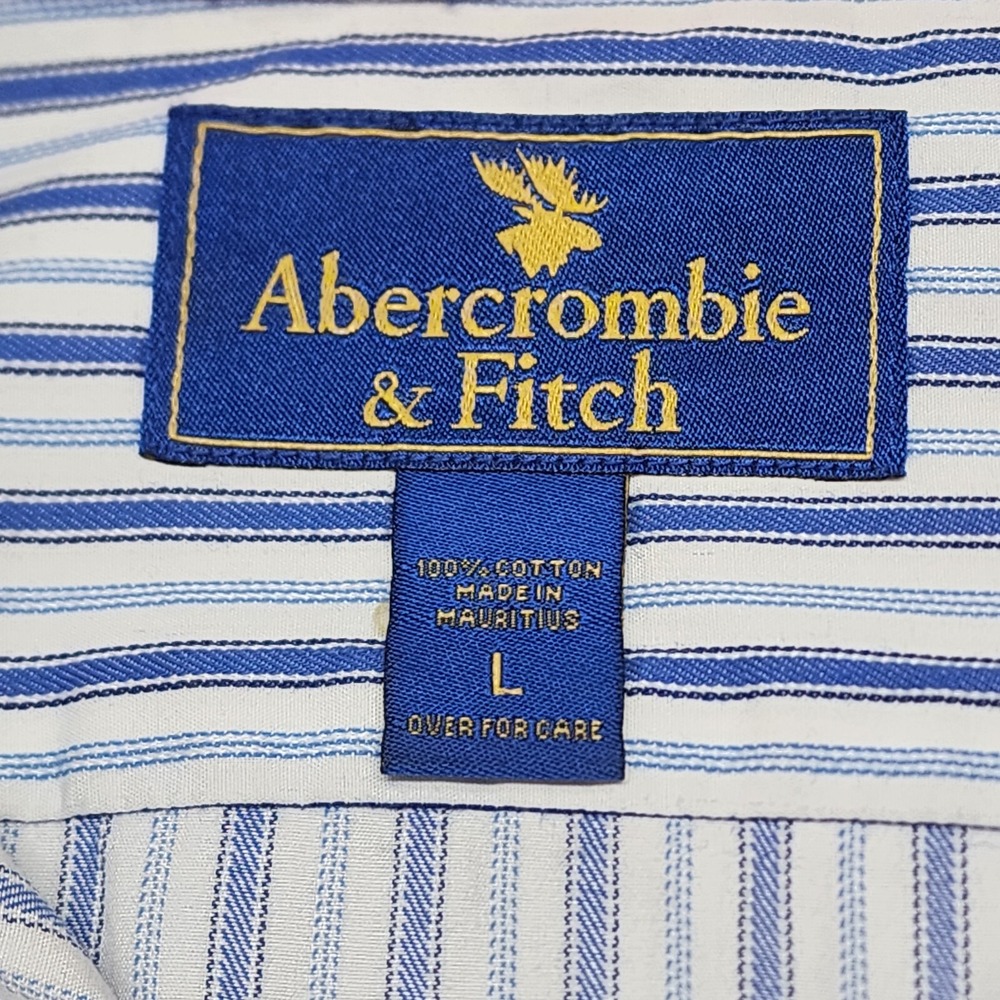 Abercrombie & Fitch Button Down Blue White Striped Preppy Mens Large - Picture 5 of 6